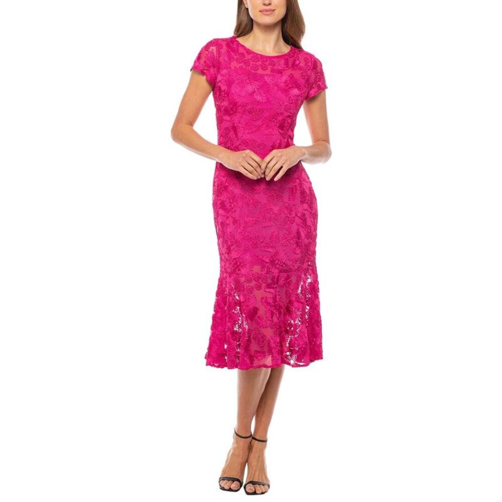Marina Womens Mesh Midi Dress, Purple